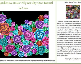 Comprehensive Roses polymer clay cane tutorial by CHarm