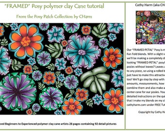 FRAMED” Posy polymer clay Cane tutorial From the Posy Patch Collection by CHarm