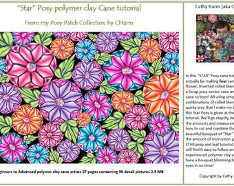 Tutorial de bastón de arcilla polimérica "Estrella" de la colección Posy Patch de CHarm