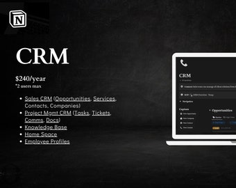 Notion: CRM (All Inclusive) | Tracker | Sales Pipeline | Business Operations | Project Tracking | Client Portal | Knowledge Base