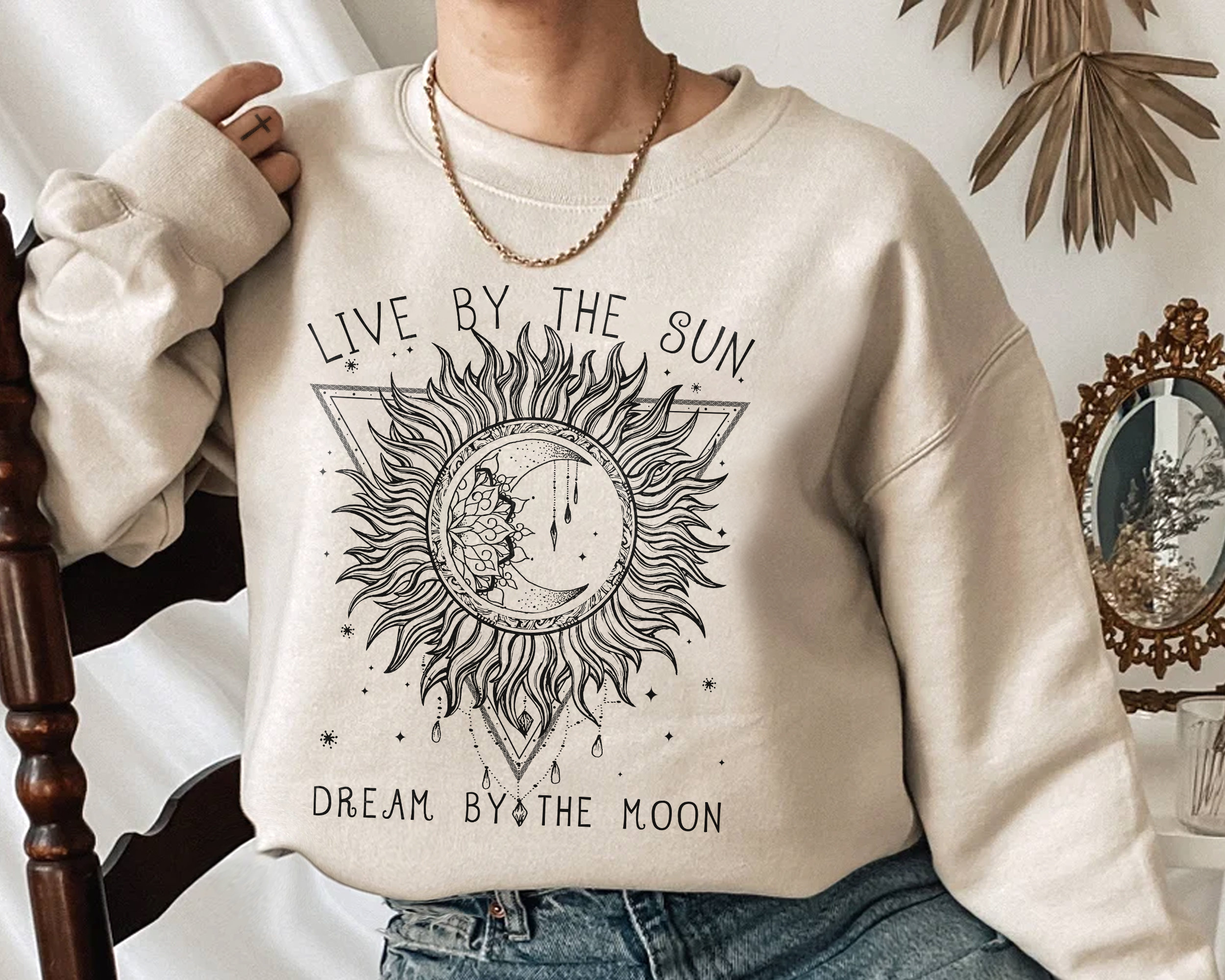 Sun moon sweatshirt Clearance