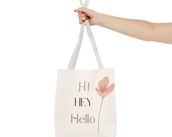 Floral Greeting Tote Bag - Versatile Reusable Bag for Daily Use, Shopping, Beach, Gifts, Travel - Perfect for Spring!