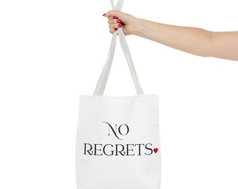 No Regrets Tote Bag, Motivational Canvas Bag, Everyday Use, Gifts for Friends, Inspirational Quote Bag, Stylish Shopping Tote