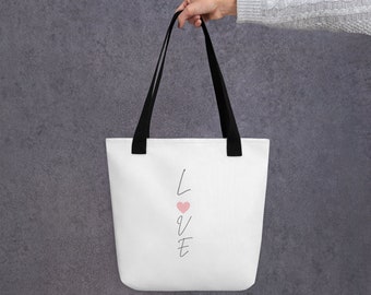 Liebe lässige Schulter Tasche, stilvolle Tasche, lässige Tagestasche, Mädchen Typografie Tasche, eleganter und stilvoller Text