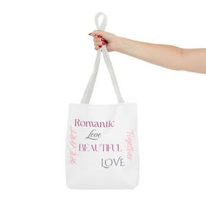 Romantische Liebe Tragetasche | Schönes Herz zusammen Einkaufstasche, Geschenk für sie, Valentinstag, Jahrestag,