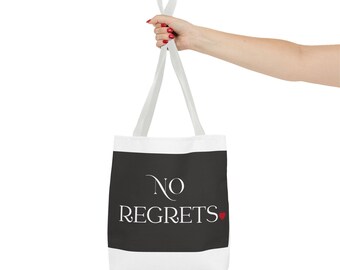 No Regrets Tote Bag, Motivational Tote, Eco-Friendly Shopping Bag, Inspirational Gift, Everyday Carryall