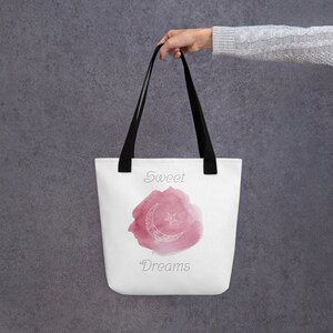 スイートドリームトートバッグ | ピンクとホワイトの美しいバッグ | かわいいショッピングトート | 再利用可能な毎日使えるバッグ | 彼女へのギフト | 夢のようなパステルバッグ