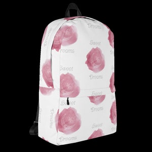 Sac à dos universitaire pour filles, motif rose « Sweet Dreams » sur une sacoche pour ordinateur portable, cartable pour adolescente