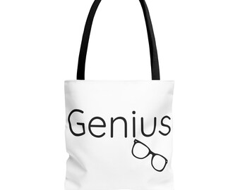Genius Tote Bag, Funny Gift for Teachers, Students, Book Lovers, Shopping, Eco-Friendly Reusable Bag, School Supplies