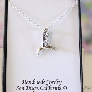 Hummingbird Charm Necklace Medium , Friendship Gift, Sterling Silver, Hummingbird Charm, Silver Bird, Thank you card, Hummer, Bird