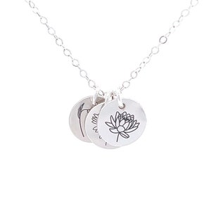 3 Tiny Birth month Flower Necklace, Personalized Mom Necklace, Teen Necklace, Bridesmaid Gift, Best Friend, Birthday, Tiny Circle