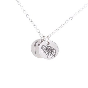 2 Tiny Birth Month Flower Necklace, Personalized Mom Necklace, Teen Necklace, Bridesmaid Gift, Best Friend, Birthday, Tiny Circle