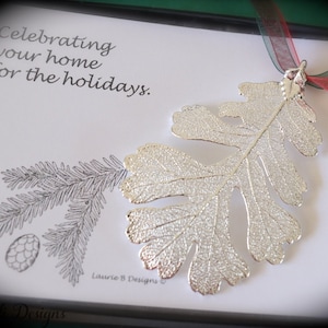 Silver Oak Leaf Ornament, Real Lacey Oak Leaf, Extra Large, Ornament Gift, Christmas Ornament, Happy Holiday Gift, First Christmas