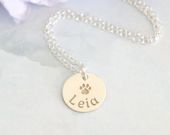 Custom Dog Name Necklace Sterling Silver, Dog Paw Necklace, Pet Memorial Gift, Pet Loss, Dog Lover Gift, Pet Jewelry, Dog Mom, Dog Sister