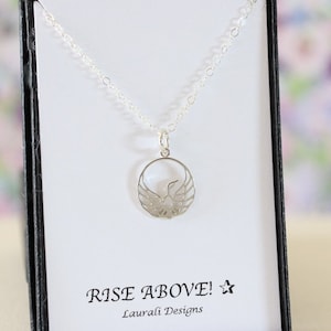 Collier Phoenix symbole des flammes de la renaissance - Collier Phoenix Rising en argent sterling 925 - Pendentif oiseau de feu Phoenix Rising Wing