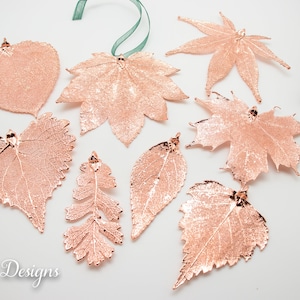 Leaf Ornament Rose Gold, Real Birch Leaf, Rose Gold Leaf Extra Large, Ornament Gift, Christmas Ornament, Copper Leaf, Tree Ornament, Wedding