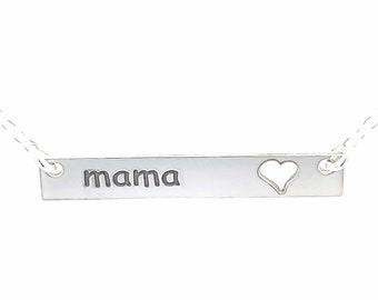 Mama Heart Bar Necklace, Personalized Mom Necklace, Teen Necklace, Bridesmaid Gift, Best Friend, Birthday, Mother, Mom, Grandma, Mothers Day