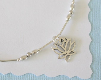 Lotus Anklet Silver Charm, Charm Anklet, Sterling Silver, Choose your Charm Anklet, Yoga, Nautical, Zen, USN, Beach, Vacation