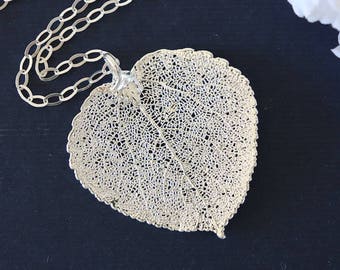 Silver Aspen Silver Leaf Necklace, Real Leaf Necklace, Aspen Leaf, Sterling Silver Leaf Necklace, LC120