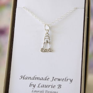 Lighthouse Charm Necklace, Friendship Gift, Sterling Silver, Bestie Gift, Lighthouse, Thank you card, Nature, Delicate Lighthouse Silver