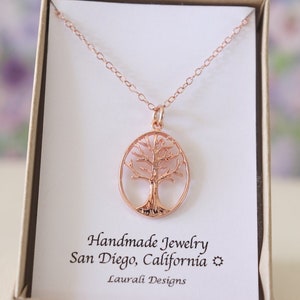 Stamboom roségoud, levensboom bedelketting, vriendschapscadeau, roze, bestie cadeau, bomen, bedankkaart, natuur, boom der wijsheid