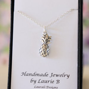 Ananas bedelketting, vriendschapscadeau, sterlingzilver, moeder-dochter cadeau, ananasbedel, zilveren ananas, bedankkaart