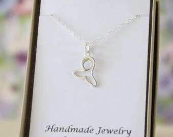 Tiny Whale Tail Charm Necklace, Friendship Gift, Sterling Silver, Bestie Gift, Whale Tail, Thank you card, Nature, Whale Tail Silver