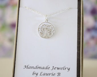 Kleine wilgenketting, sterlingzilver, levensboom, natuur, treurwilg, cadeau 9e verjaardag