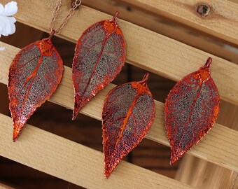 Copper Evergreen Leaf Necklace, Real Leaf Necklace, Evergreen Leaf, Rose Gold Leaf Necklace, Long Leaf, Leaf Pendant LC209