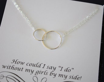 Double Ring Necklace Silver, Infinite necklace, Infinity Jewelry, Best friend Gift,  Sterling Silver Necklace, Karma, Circles