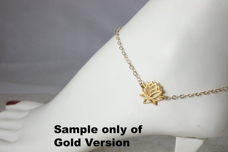 Lotus Anklet, Silver Anklet, Yoga Bracelet, Lotus Flower, Karma Anklet, Sterling Silver bild 4