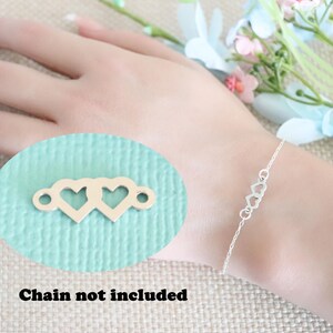 Connector Tiny Double Heart Outline Sterling Silver for Permanent Jewelry Charms, Charm Link, Permanent jewelry Link Wholesale
