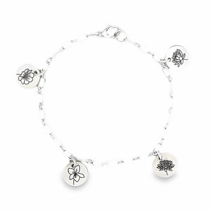 Tiny Birth Month Flower Bracelet, Sterling Silver Personalized Mom Bracelet, Bridesmaid Gift, Best Friend, Tiny Circle, Birth Bracelet
