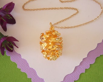 Gold Pinecone Necklace, Gold, Real PineCones, Gold Pine Cones, Redwood, Long Layered Gold Necklace, PC45