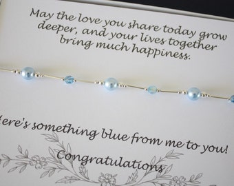 Something Blue for Bride Anklet Sterling Silver, Blue Pearl Anklet, Adjustable, Wedding Gift for Bride