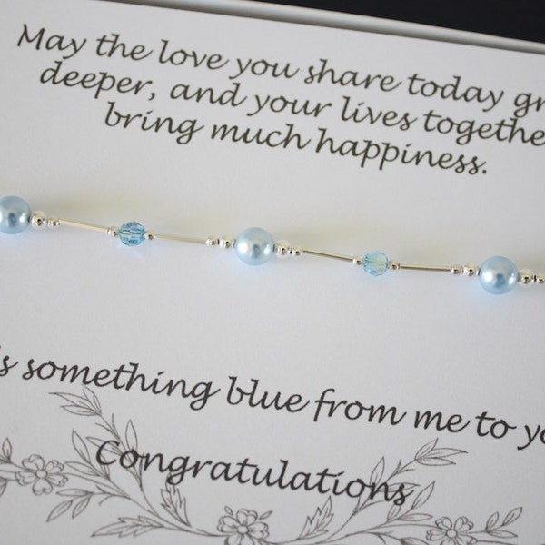 Something Blue for Bride Anklet Sterling Silver, Blue Pearl Anklet, Adjustable, Wedding Gift for Bride