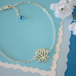 Lotus Anklet, Silver Anklet, Yoga Bracelet, Lotus Flower, Karma Anklet, Sterling Silver bild 2