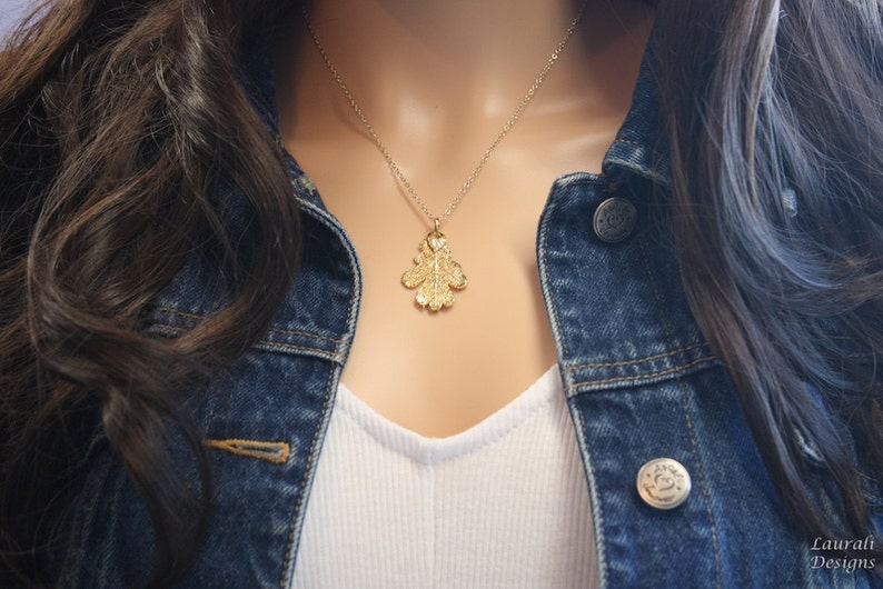 LC129 Real Lacey Oak Leaf Necklace Gold Filled Lacey Oak Real Gold Leaf Small Gold Oak Leaf Necklace Oak Leaf