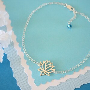 Lotus Anklet, Silver Anklet, Yoga Bracelet, Lotus Flower, Karma Anklet, Sterling Silver bild 3