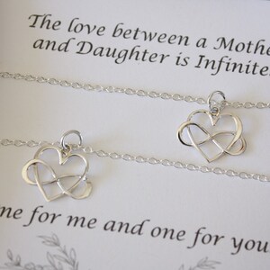 Mother and Daughter Necklace Gift Set, 2 Infinity Heart Necklaces, Mother Gift, Set of two, Sterling Silver, Mothers Day, Daughter Gift image 1