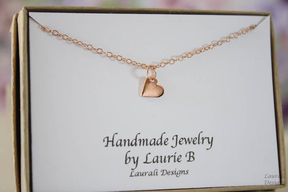 Tiny Heart Necklace, Mother Gift, Rose Gold, Bestie Gift
