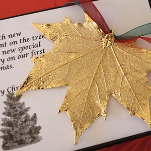 Gold Maple Leaf Ornament, Sugar Maple Leaf, Extra Large, Ornament Gift, Christmas Ornament, Happy Holiday Gift, First Christmas