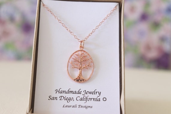 Rose gold hotsell family tree necklace