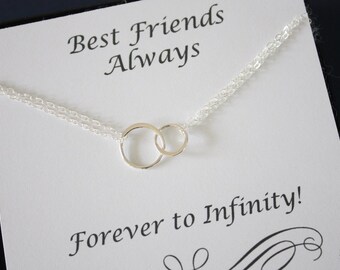 Friendship Necklace, Infinite necklace, Infinity Jewelry, Best friend Gift, Thank You Card, Sterling Silver Necklace, Karma, Circles