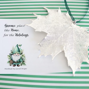 Zuckerahornblatt, Ornament Silber, Ahornblatt extra groß, Ornament Geschenk, Weihnachtskarte, Kanada, kanadisches Blatt, silber Ahorn