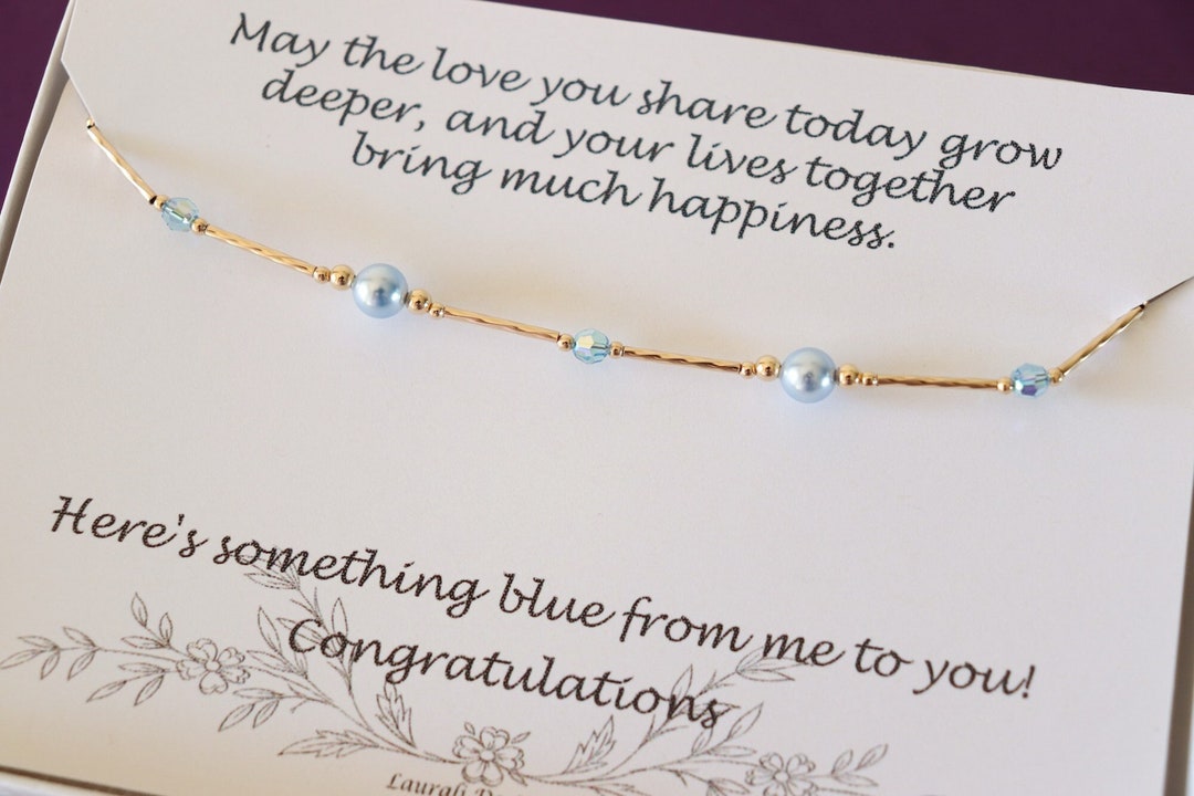Something Blue for Bride Anklet Gold, Blue Pearl Anklet, Adjustable ...
