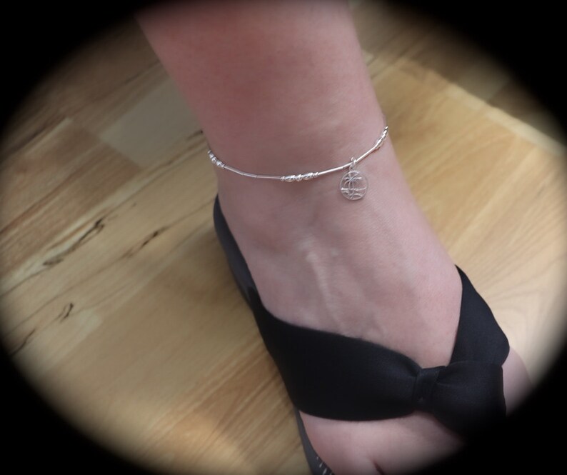 Silver Anklet Palm Charm Vacation Outline Paridise Palm Charm Destination Wedding Beach Anklet Sterling Silver Anklet Palm Tree