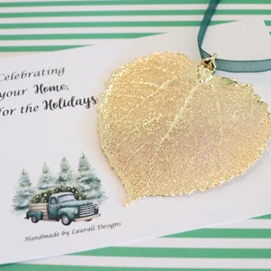 Ornament espenblad goud, espenblad, espenblad extra groot, ornamentcadeau, kerstkaart