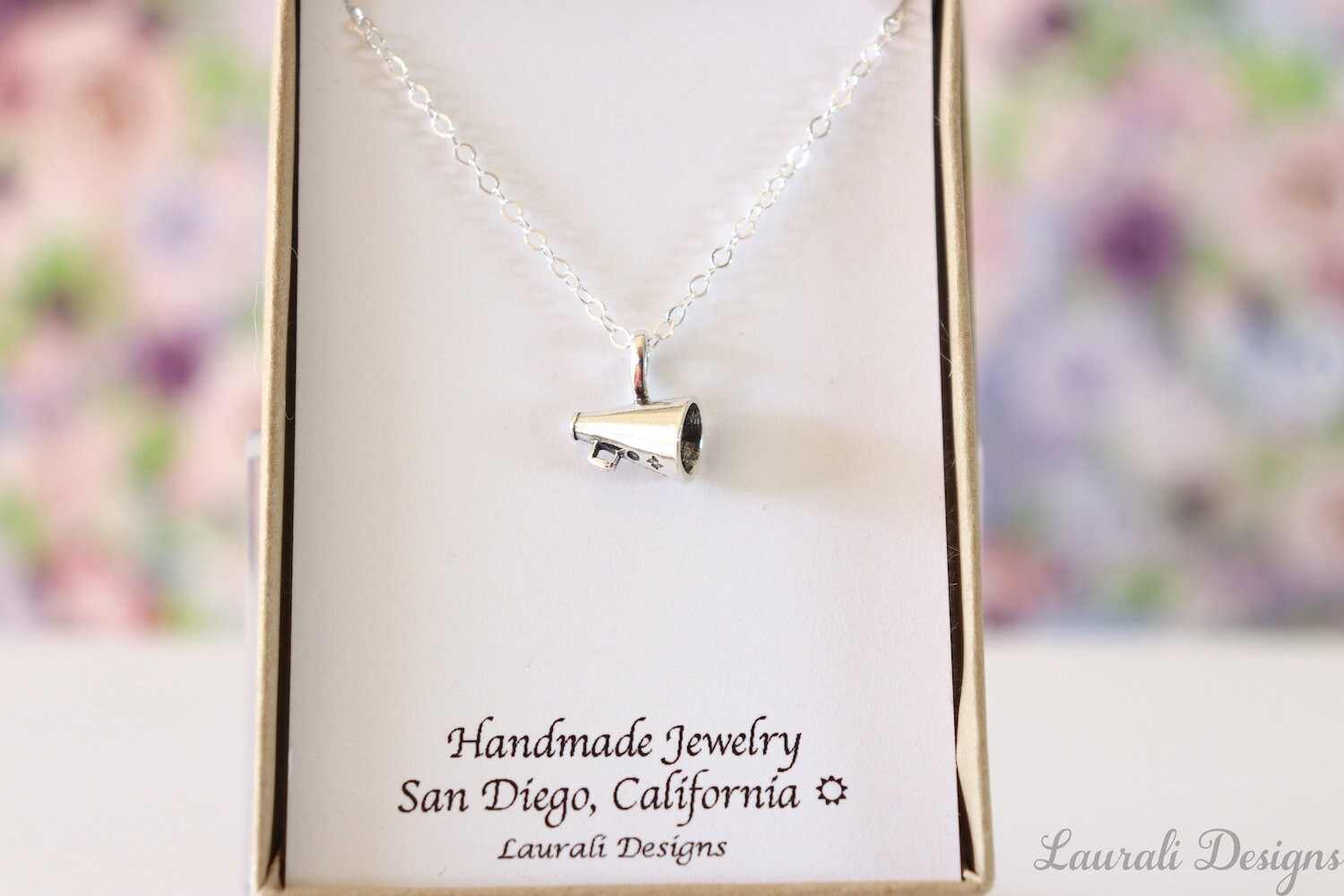 Cheerleader Charm Necklace Megaphone Necklace Cheerleading Etsy