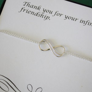 Bracelet de cheville infini de demoiselle d'honneur, bijoux infini, cadeau meilleur ami, carte de remerciement, pierre de naissance, bracelet de cheville en argent sterling, breloque infini